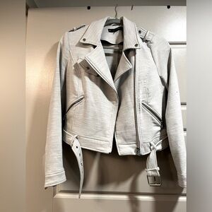 Blue : grey Zara cloth jacket (leather jacket style)
